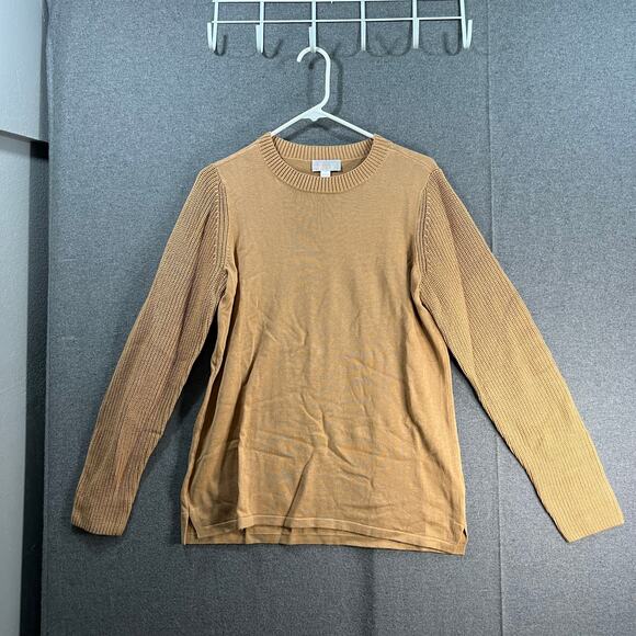 Belle by Kim Gravel Mixed Media Sweater Camel Size Small - Picture 1 of 9